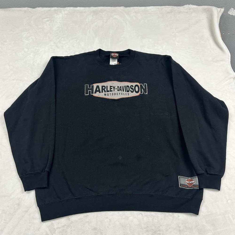 Harley-Davidson Sweatshirt Mens XL Black Graphic Classic Motorcycle Pullover